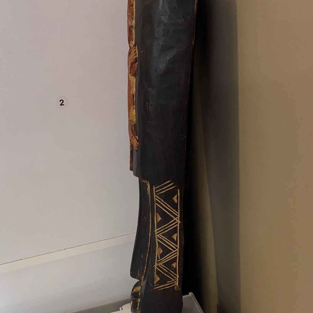 Handcrafted Tribal Mask Wall Art - Black and Brown - Picture 4 of 6